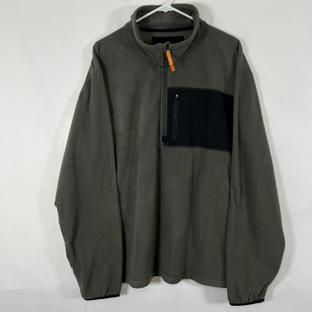 Timberland 1/4 Zip Fleece Pullover Mens Size XXL 2XL Gray Black Zipper Pocket